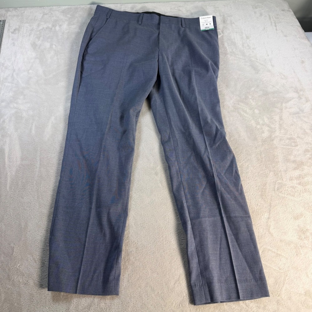 Calvin Klein Dress Pant Slim Fit Mens 38x30 Blue Stretch Wrinkle Resistant Pant